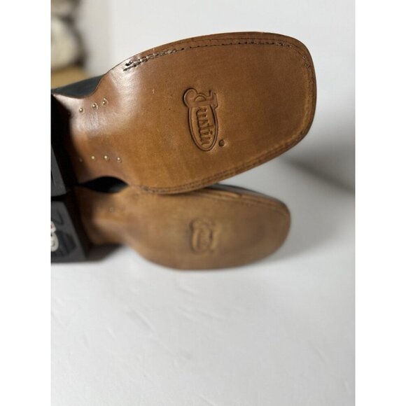 Justin Big News 11” Western Black Red Cowhide Boot Mens Size 7D FN7022 NEW - Picture 12 of 16